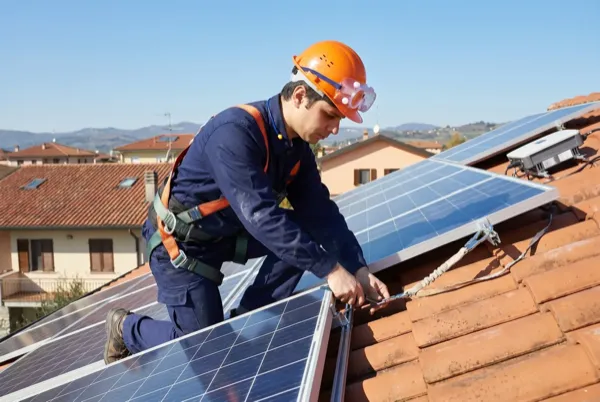 Installazione di un pannello fotovoltaico sul tetto a Ferrara